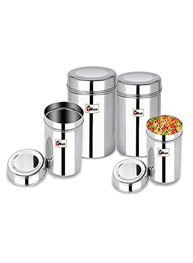 Ebun Stainless Steel Containers For Kitchen Storage 2.5 Kgs To 5 Kgs Steel Dabba Set For Kitchen Combo of 4 Dabba - Image 1